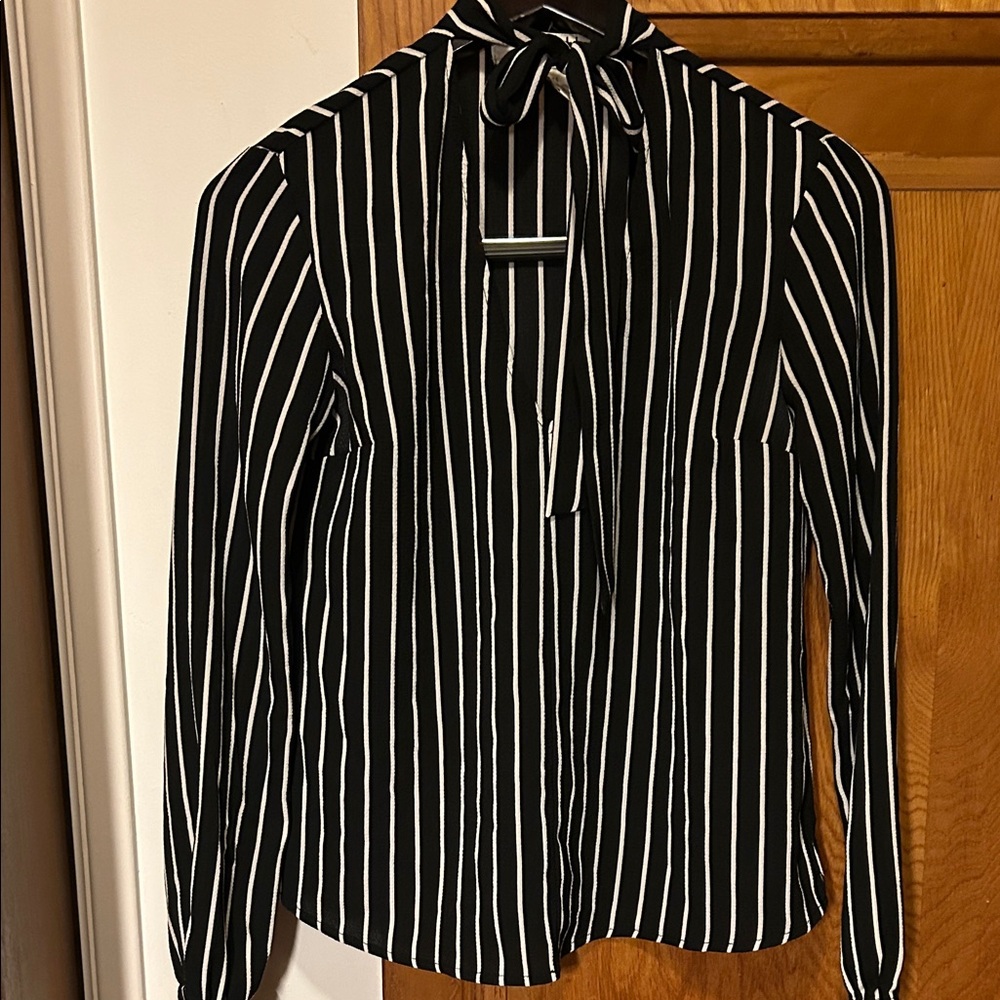 Mimi Chica Black and White Striped Blouse